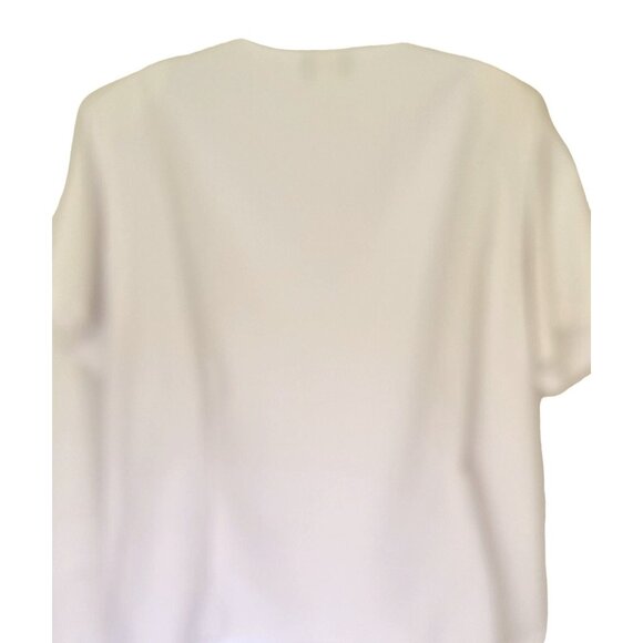 Anthony Richards Womens Blouse 16P Vintage White Lace Cutout Button Front Short - Picture 6 of 7